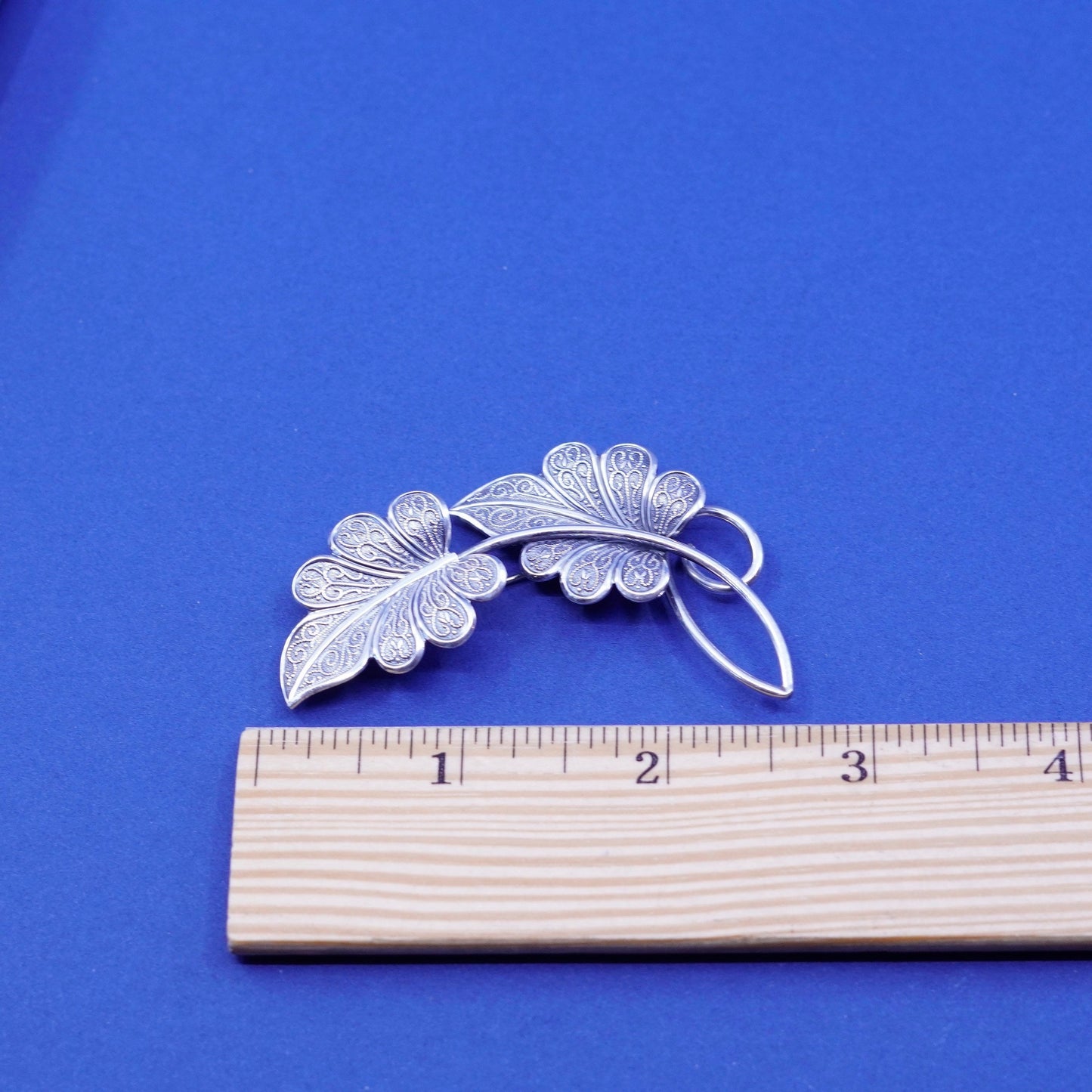 Vintage beau sterling silver handmade brooch, 925 maple leaf pin