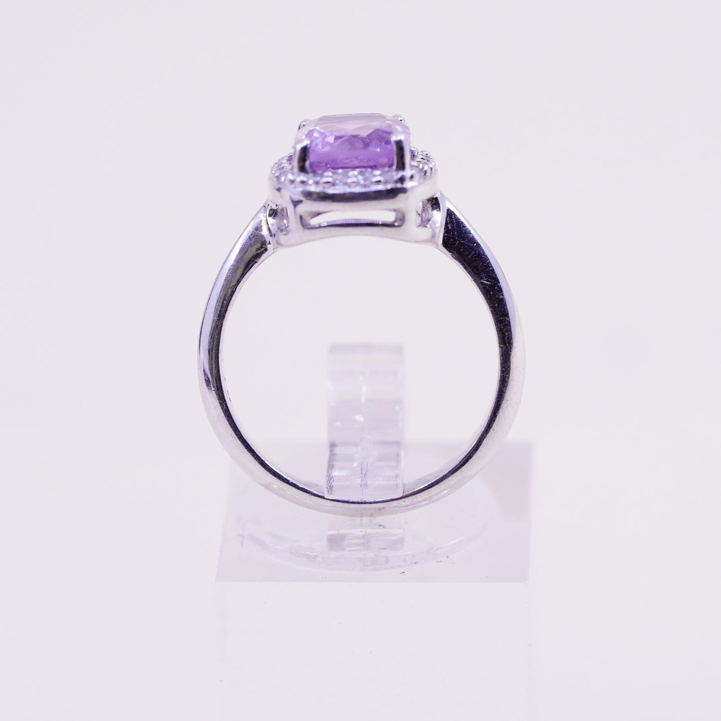 Size 6, vintage Sterling silver handmade cocktail ring, 925 with amethyst Cz