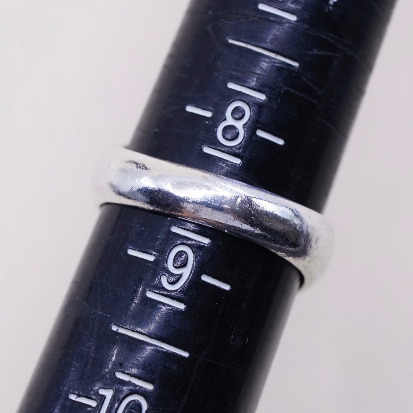 sz 8.5, vtg Sterling silver handmade ring, modern 925 band w//th pearl