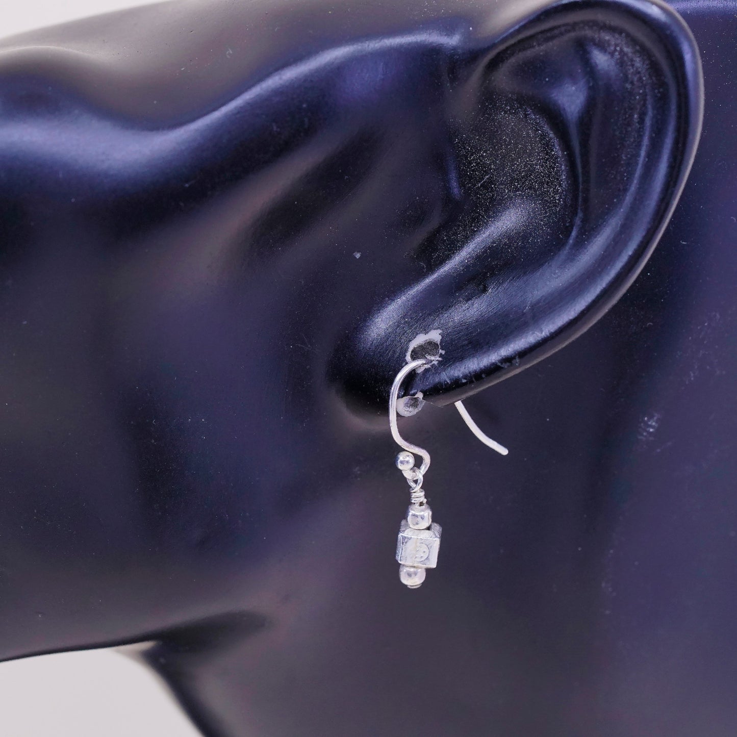 Vintage sterling silver handmade earrings, 925 beads dangles