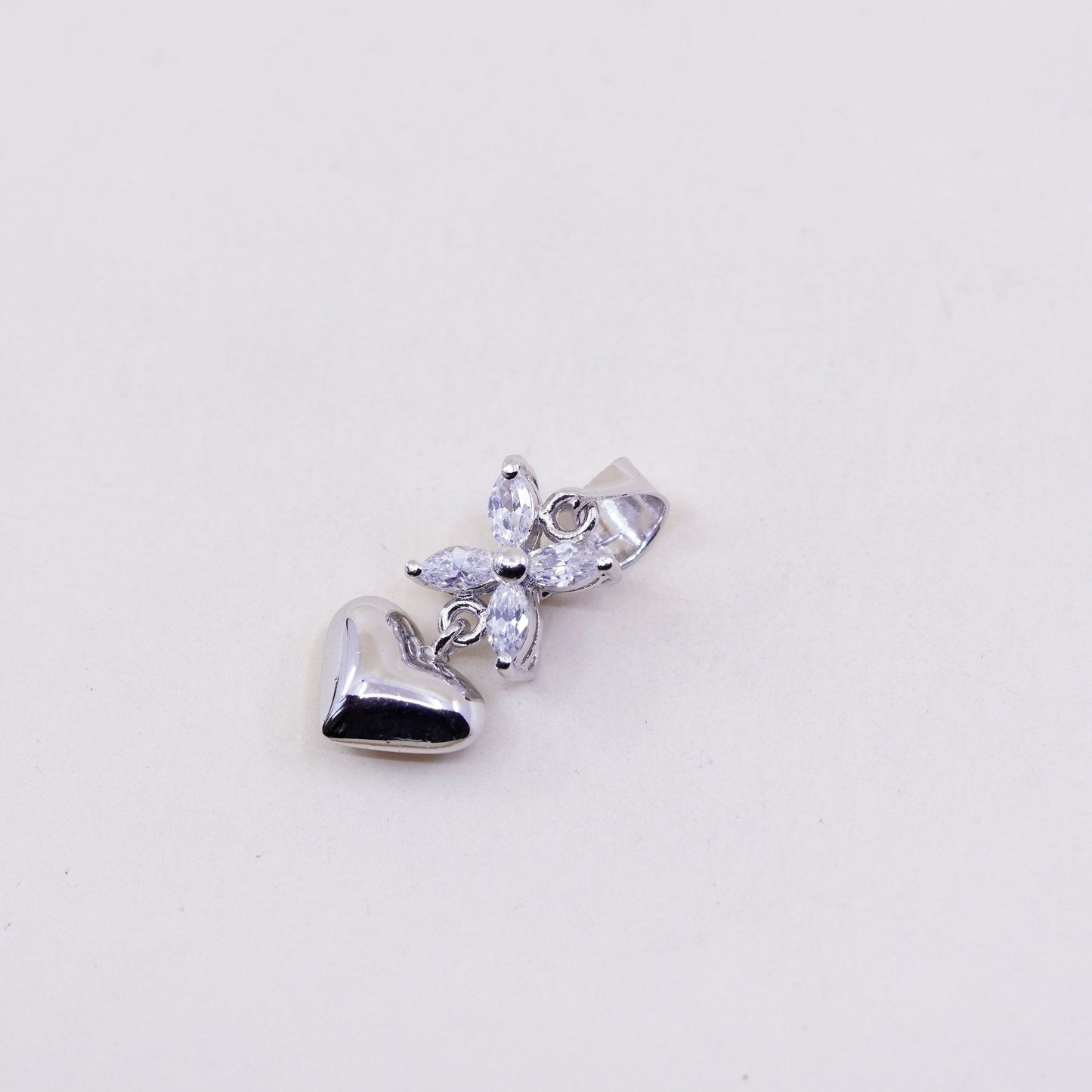 Vintage sterling 925 silver cz crystal pendant