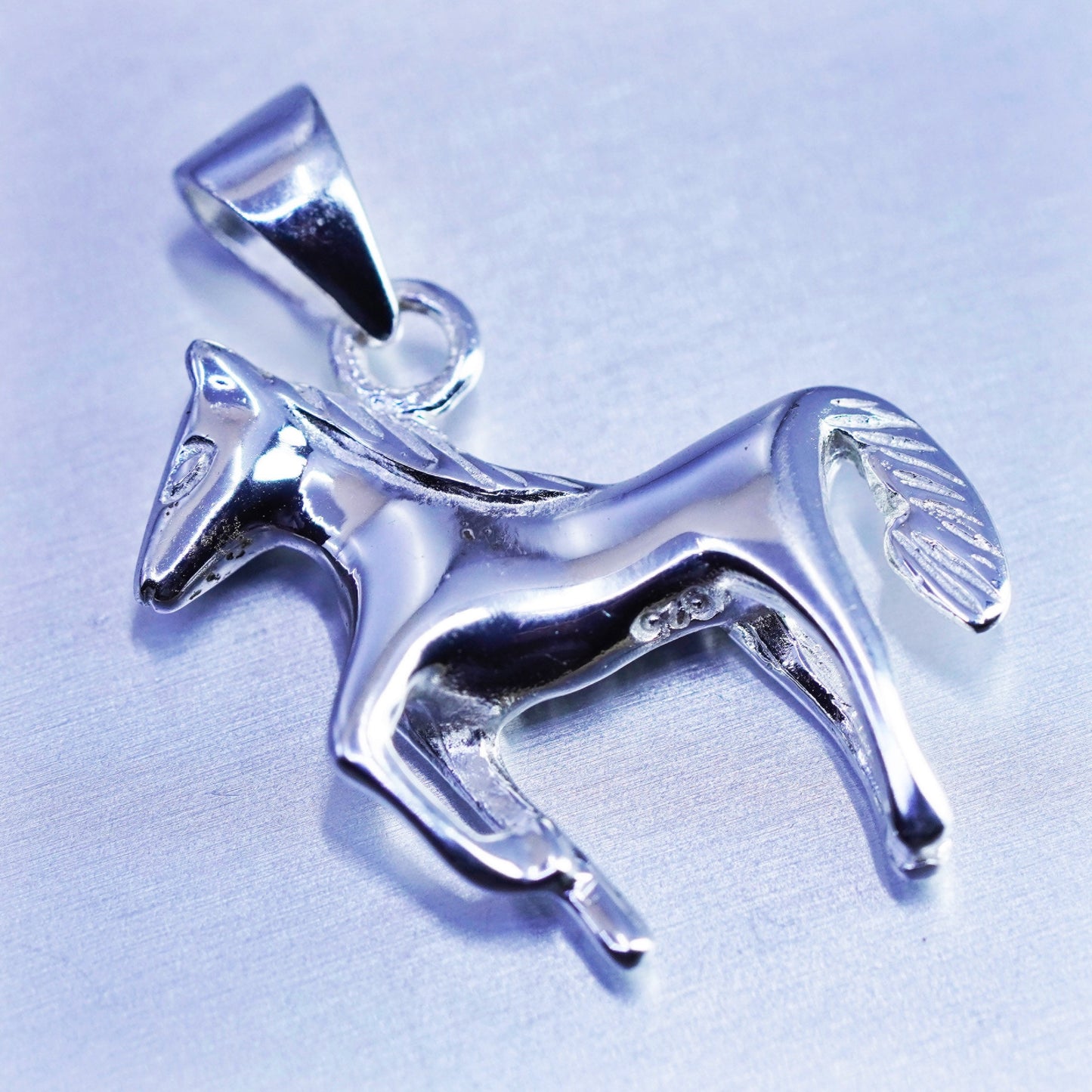 Antique Sterling silver handmade simple 925 horse charm pendant