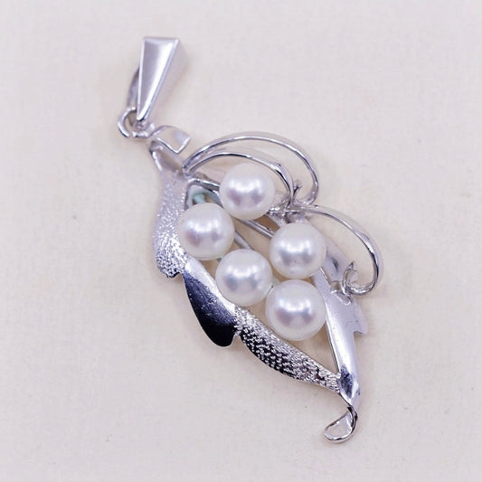 Vintage handmade sterling silver pendant, 925 pendant with pearl