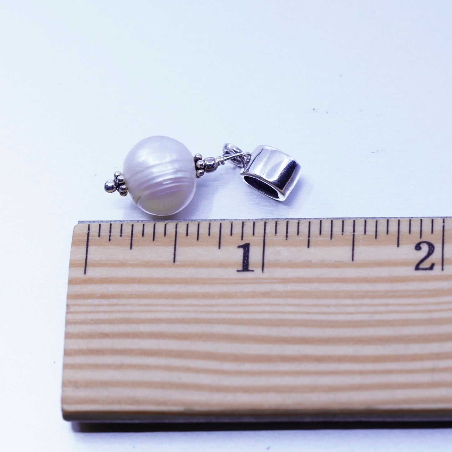 antique sterling 925 silver handmade charm pendant with pearl