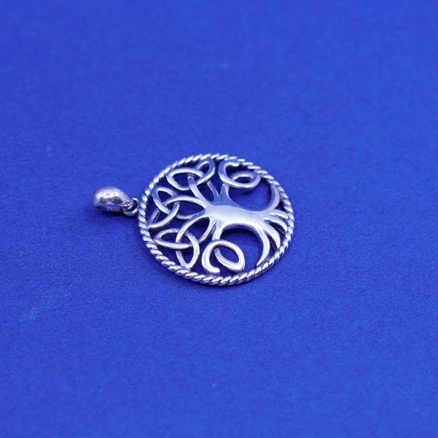 Irish Sterling silver handmade pendant, 925 Celtic knot tree charm