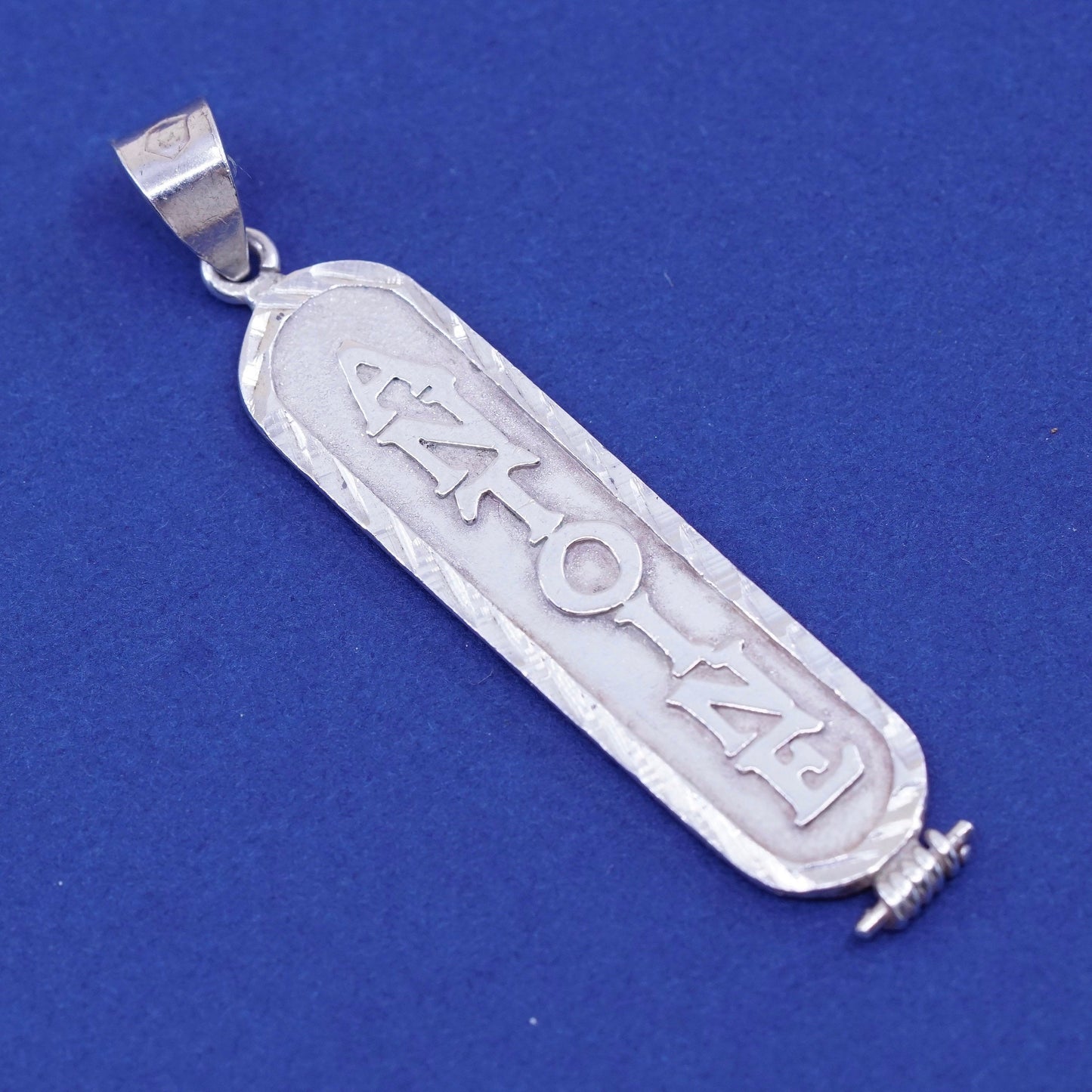 vtg Sterling silver handmade pendant, Egyptian 925 tag embossed name Antoine