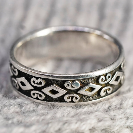 Size 8.5, Sterling silver handmade ring, southwestern 925 stackable band