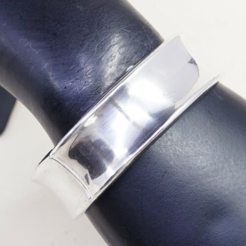 7.75”, Mexico Solid Sterling Silver 925 Bracelet Ribbed Bangle W/ Spring Open
