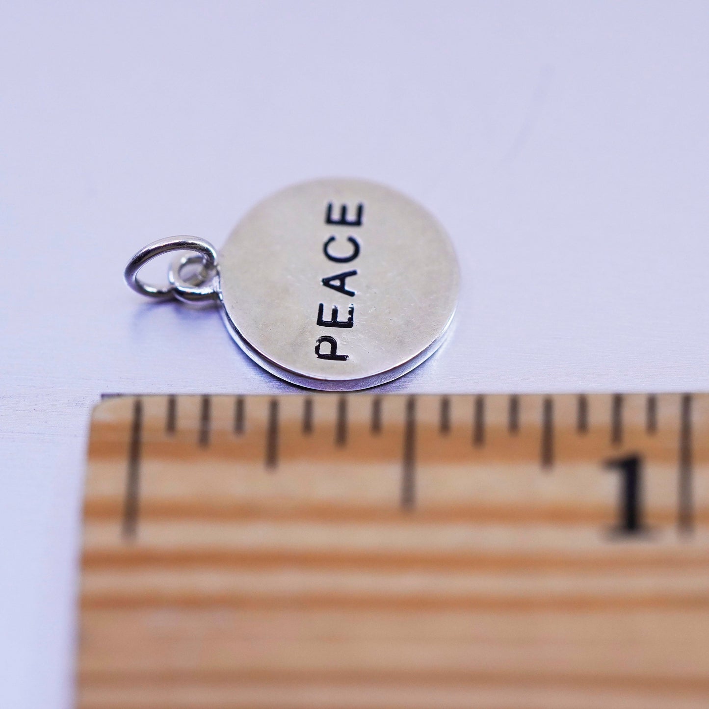 antique sterling 925 silver tag charm pendant engraved Chinese letter “peace”