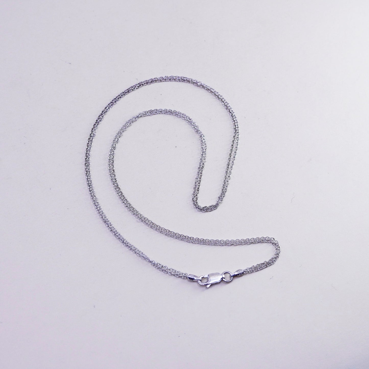 16”, 1mm, Vintage sterling silver double strands circle chain, 925 necklace