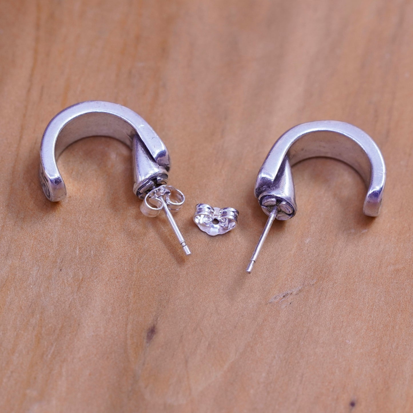 Vintage Sterling silver handmade earrings, 925 huggie, hoops studs