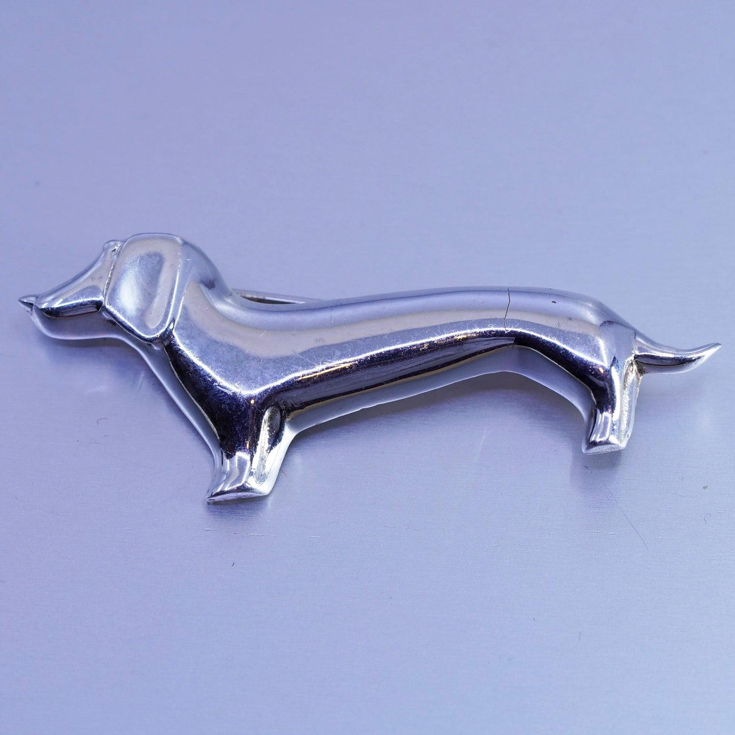 Antique Sterling silver handmade brooch, 925 dog dachshund pin