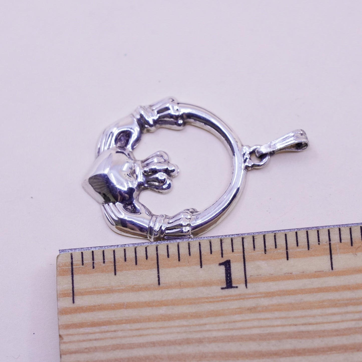 Vintage modern sterling 925 silver Irish claddagh heart charm pendant