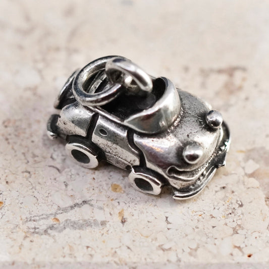 Vintage Sterling silver handmade pendant, 925 baby car charm