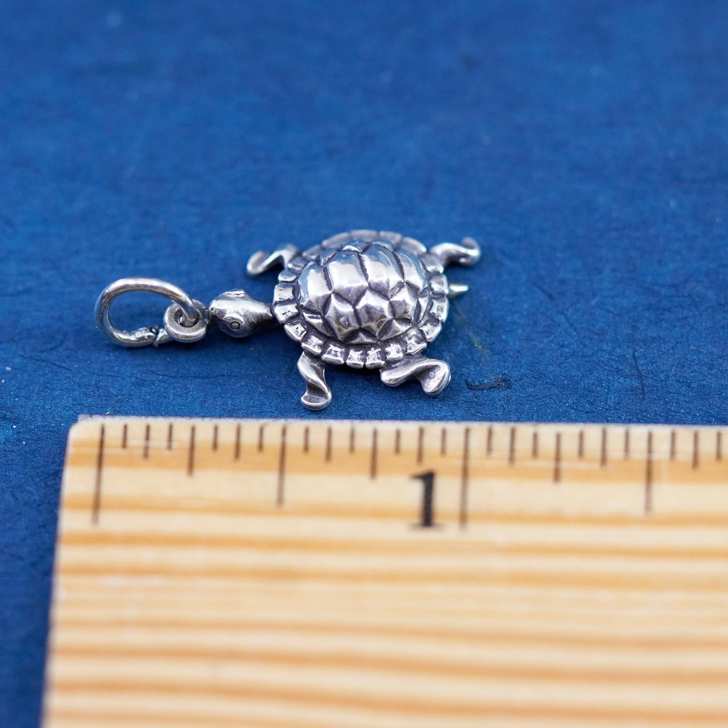 Vintage Sterling silver handmade pendant, 925 turtle charm