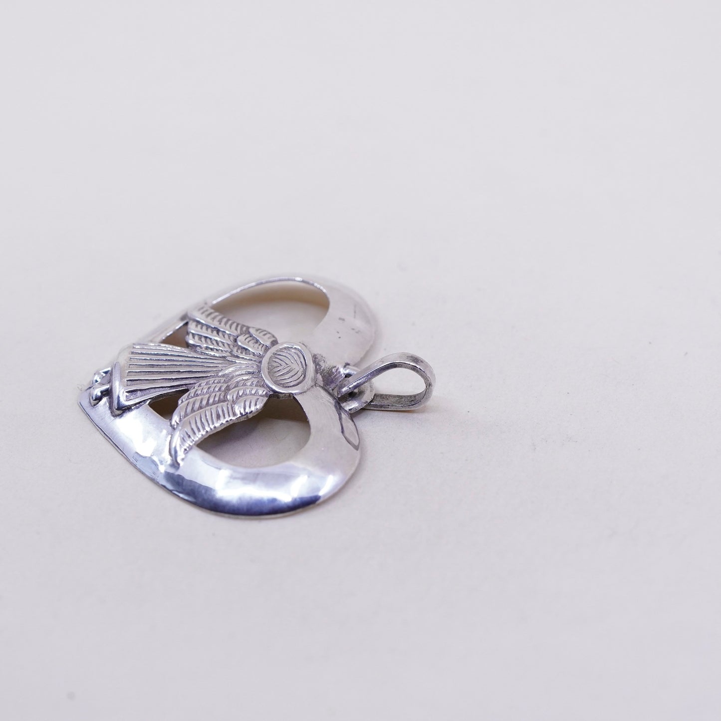 Vintage Sterling silver angel pendant, 925 heart Angel pendant