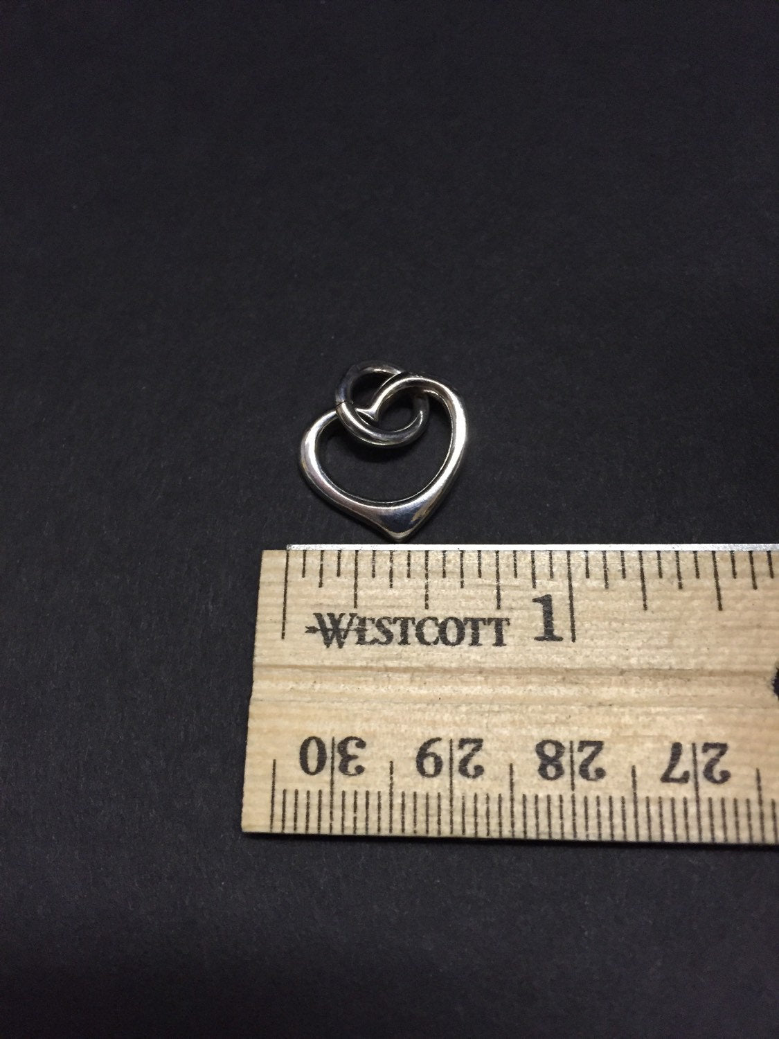 VTG sterling silver heart shaped charm, 925 silver pendant, silver tested