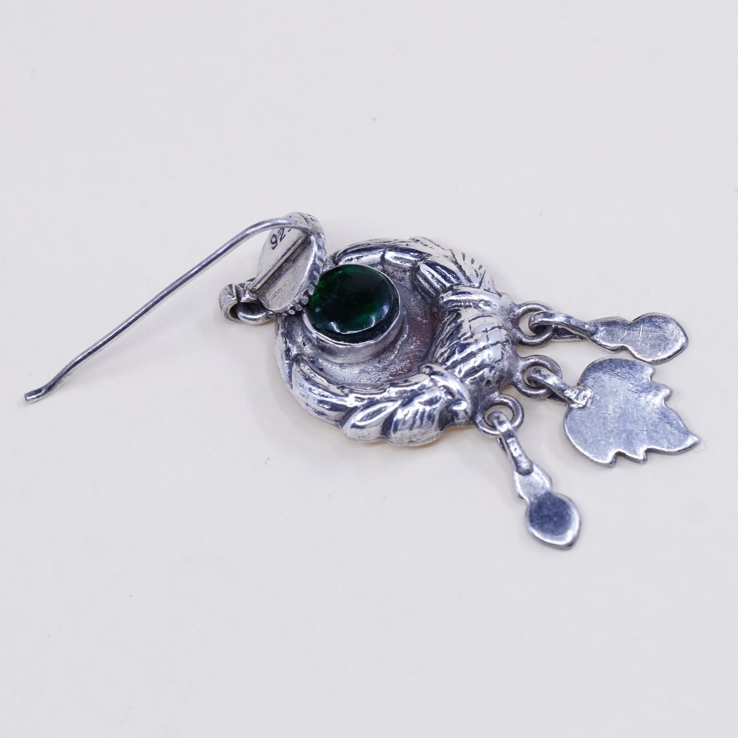vtg Sterling silver handmade earrings, southwestern 925 disc w/ glass charms