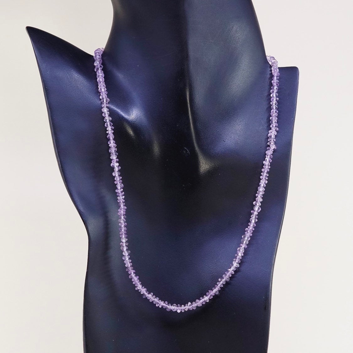 16+2”, vtg sterling silver handmade necklace, amethyst beads