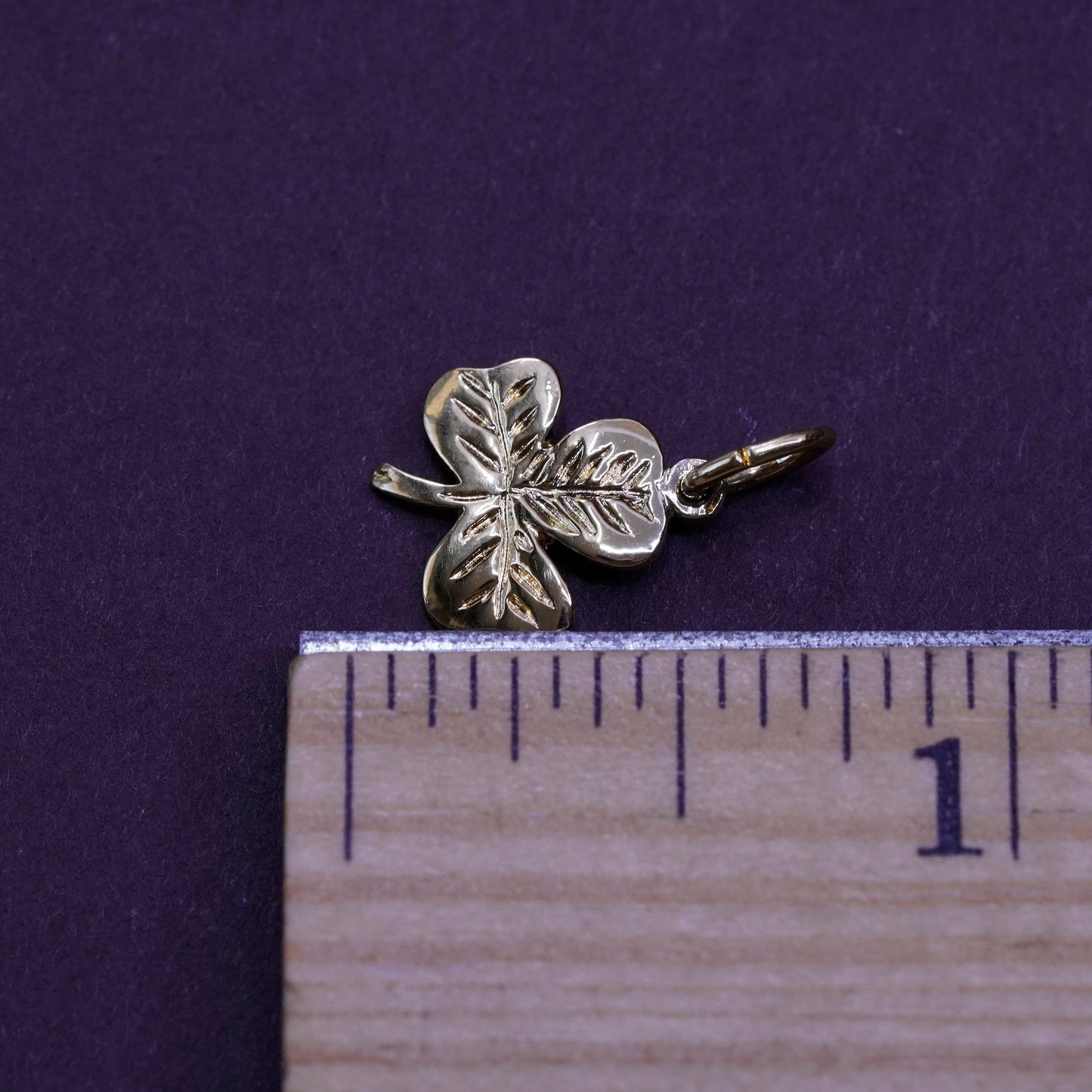 Vintage Sterling silver handmade charm, gold over 925 clover pendant