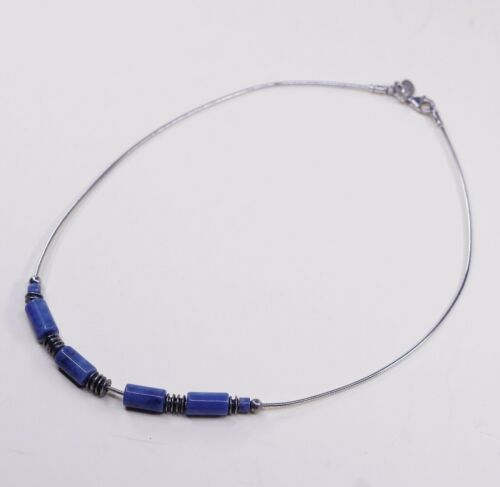 17”, Silpada Sterling Silver Blue Sodalite Snake Chain Choker Necklace N1087