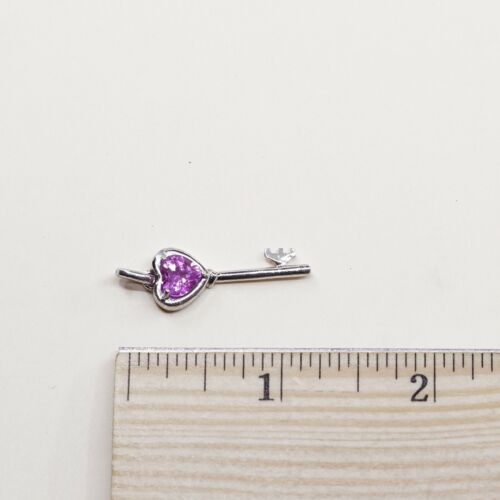 Vintage Sai Sterling Silver Handmade Pendant, 925 silver Key w/ Pink Heart