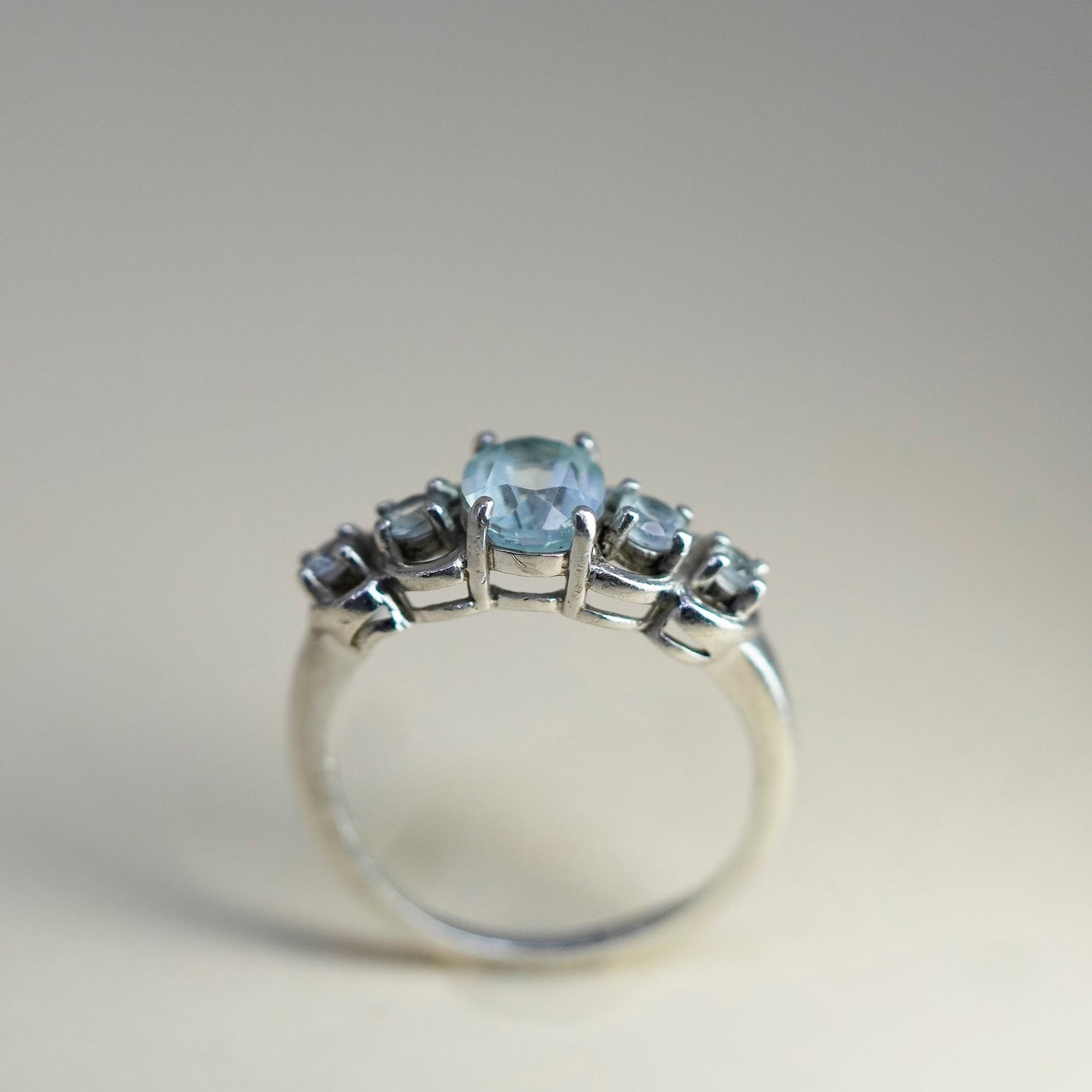 Size 7.5, vintage sterling 925 silver handmade ring with blue topaz