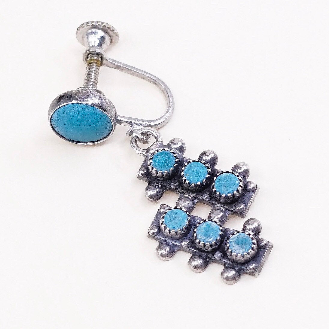 Native American Navajo Sterling silver earrings 925 w/ turquoise screw back