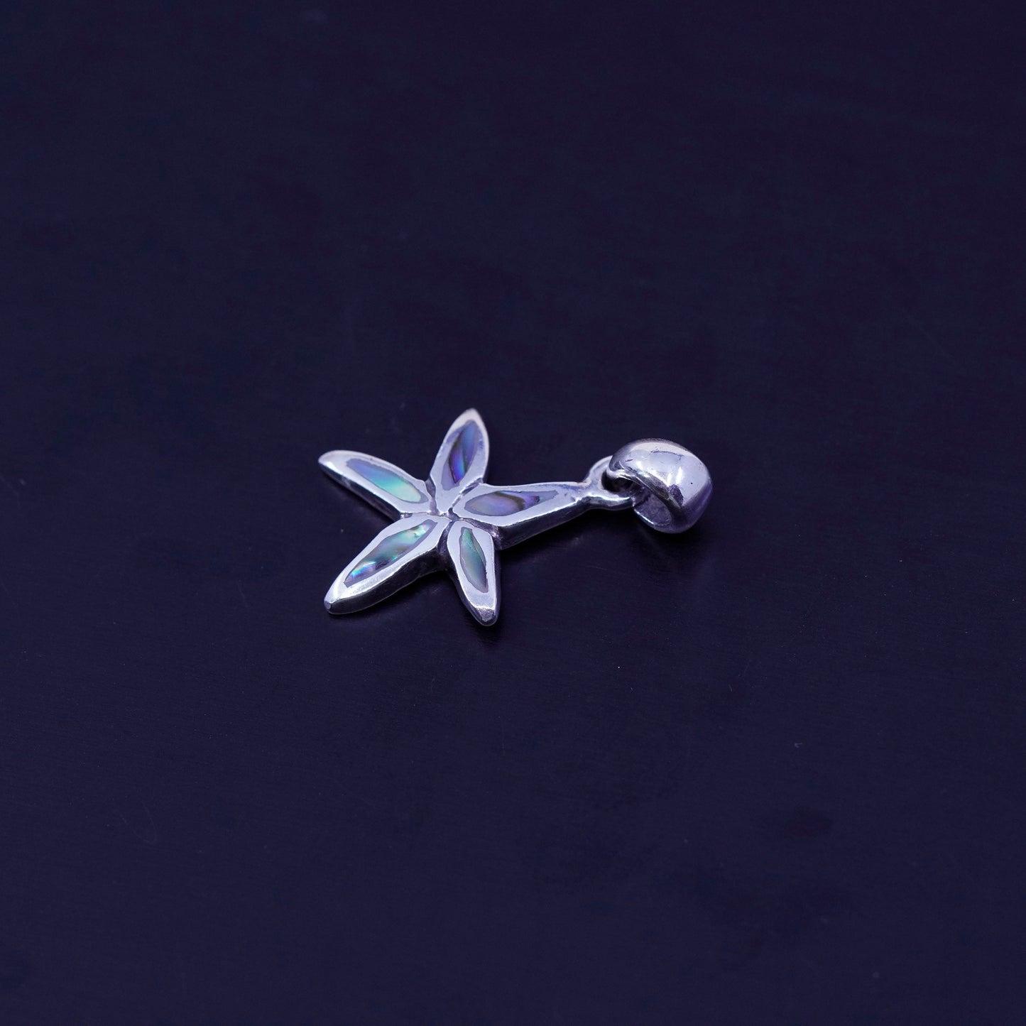 Antique Sterling silver charm, 925 starfish star with abalone inlay