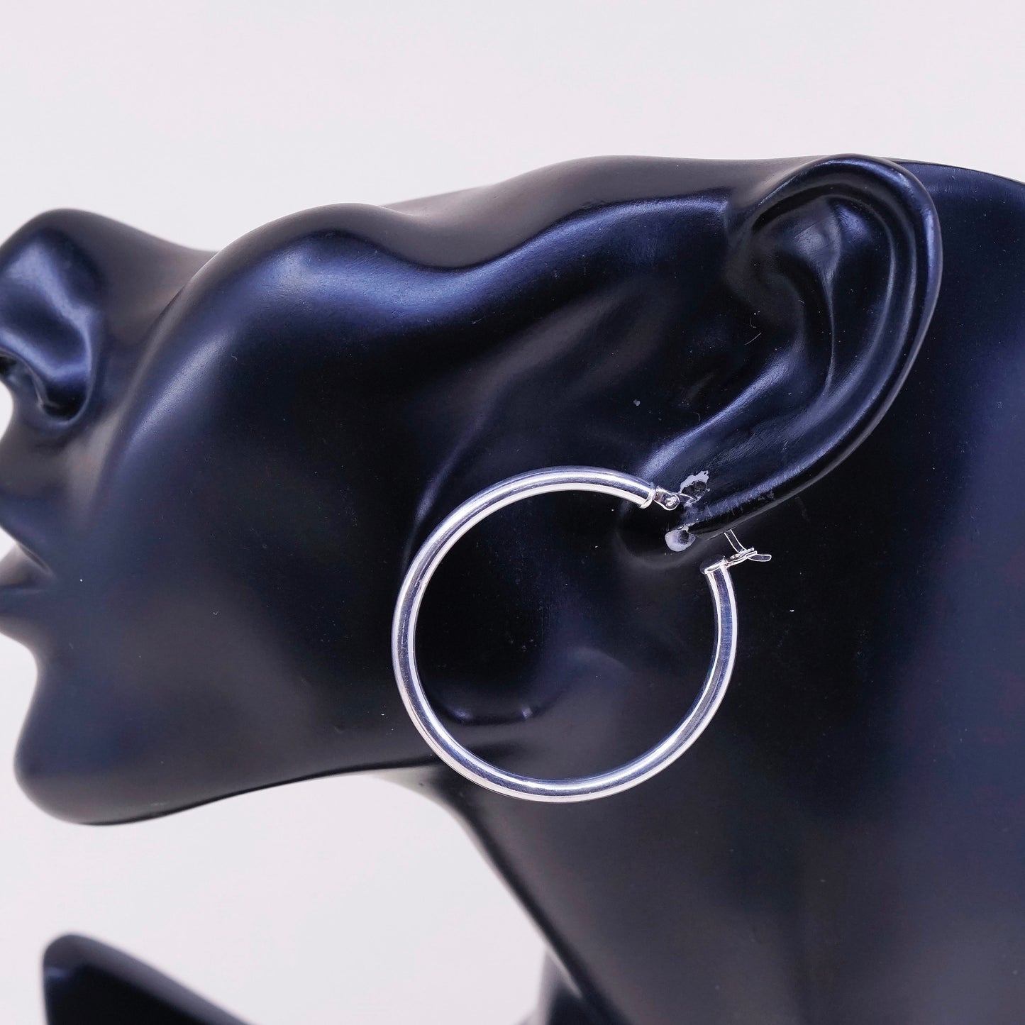 1.5” vtg sterling silver loop earrings, fashion minimalist primitive hoops