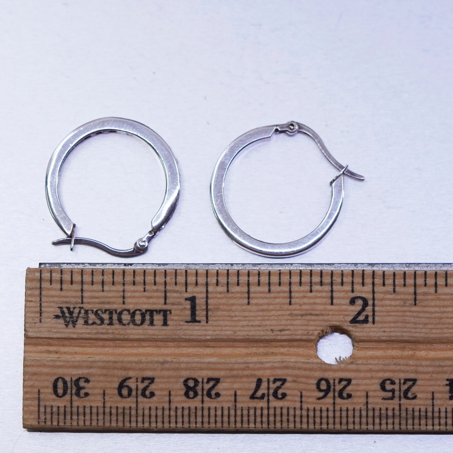 0.75”, vintage Sterling silver handmade earrings, 925 Huggie hoops with Cz