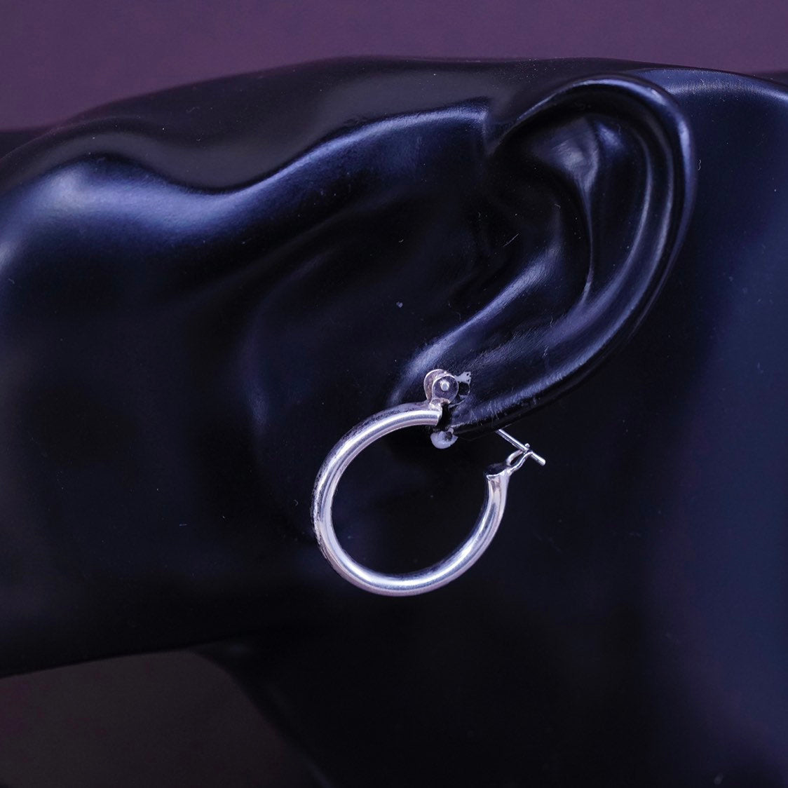 1”, vtg Sterling silver handmade earrings, 925 silver hoops, stamped 925