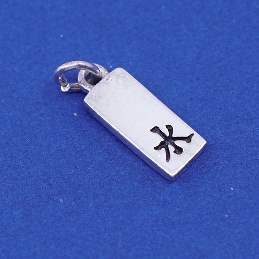 sterling silver handmade pendant, 925 charm engraves Chinese character “water