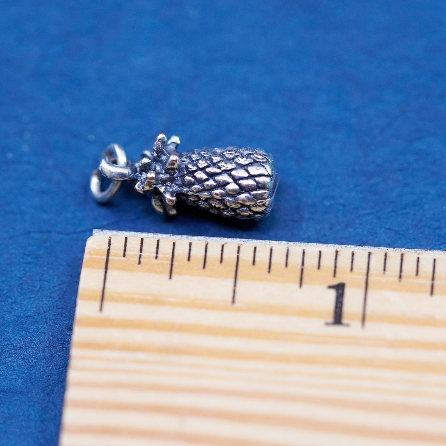 Vintage silver tone pineapple charm pendant