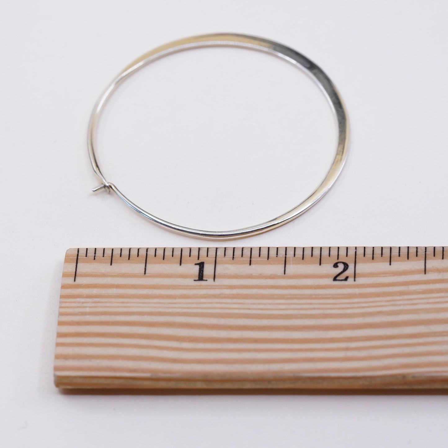 1.75” vermeil gold over sterling silver earrings, primitive flatten hoops