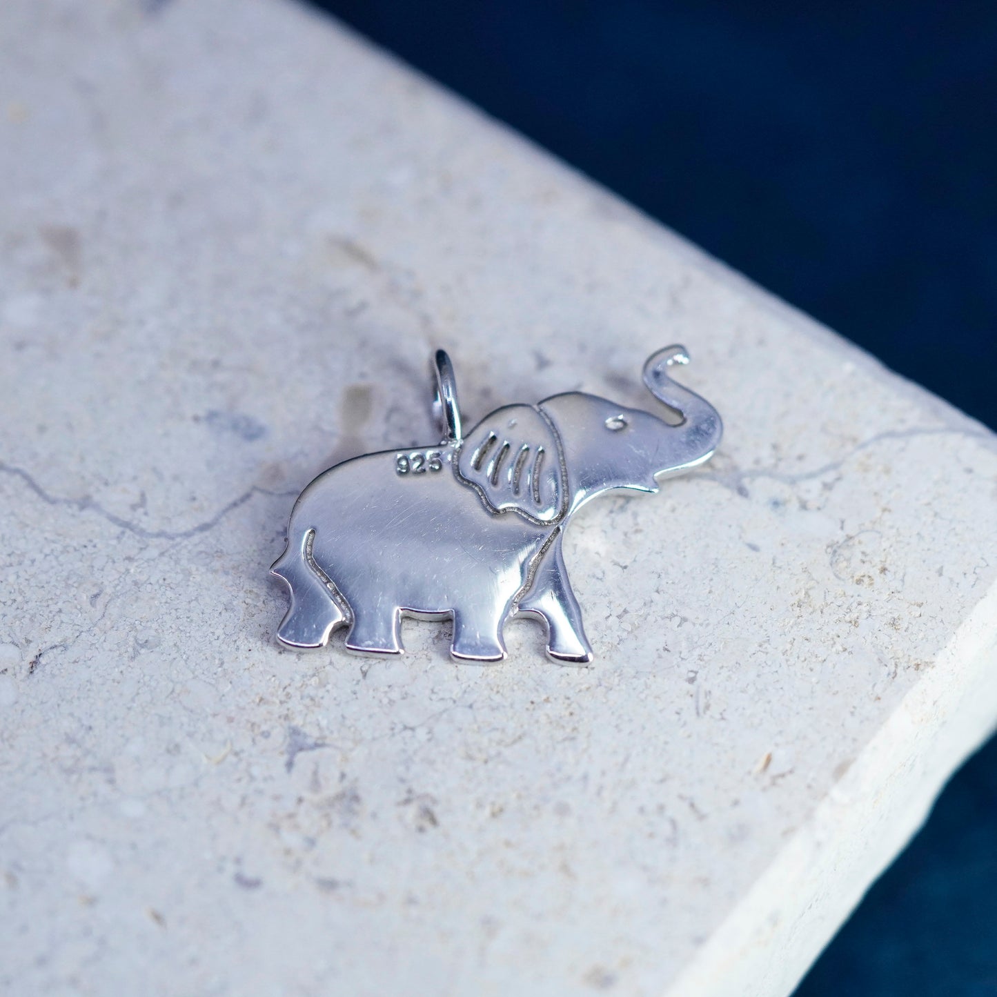 Vintage Sterling silver handmade pendant, 925 elephant charm