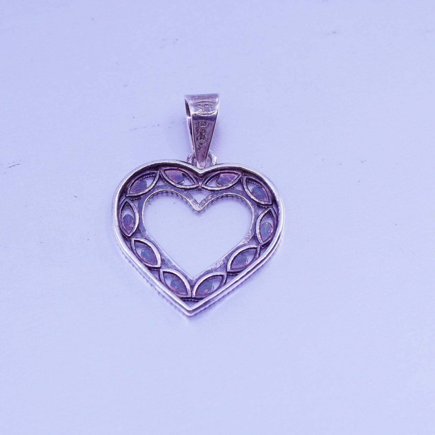 antique sterling 925 silver filigree heart pendant