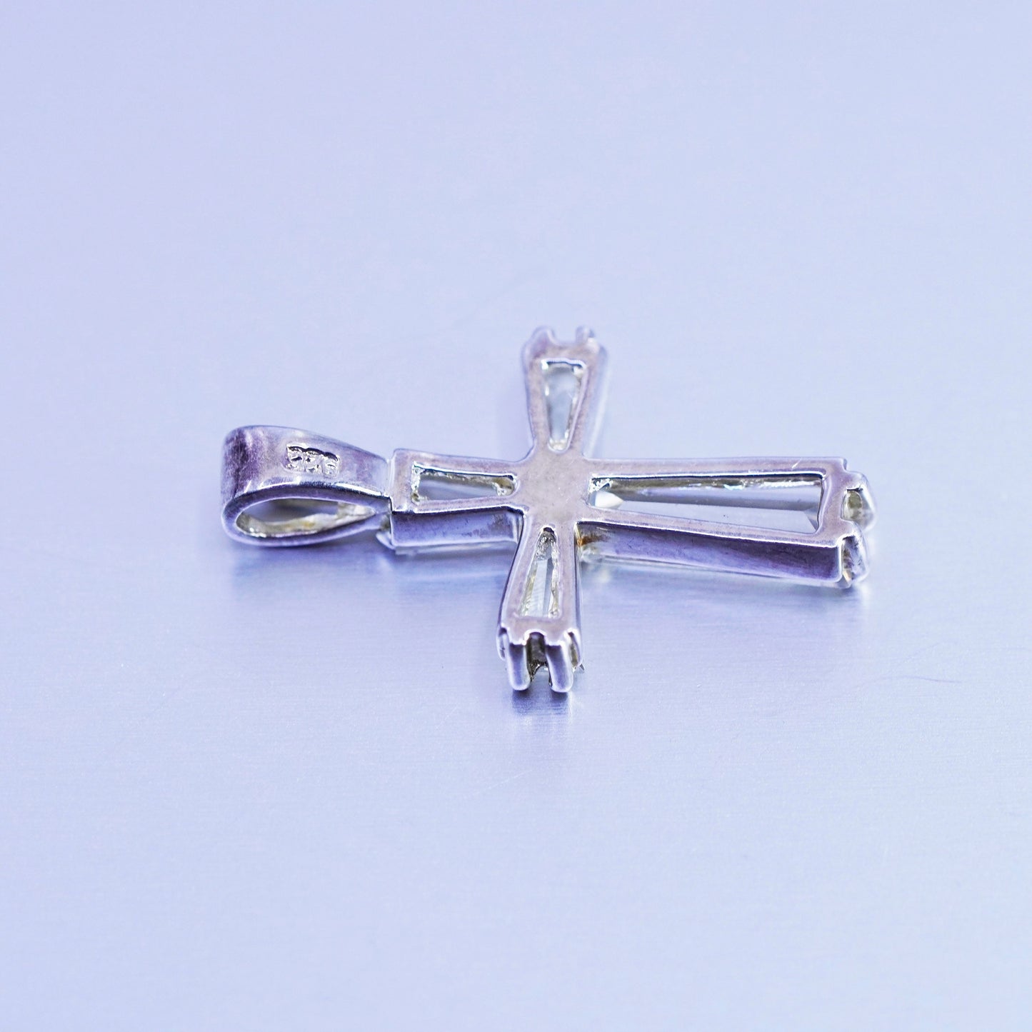 antique vermeil gold over sterling 925 silver cross pendant with Cz