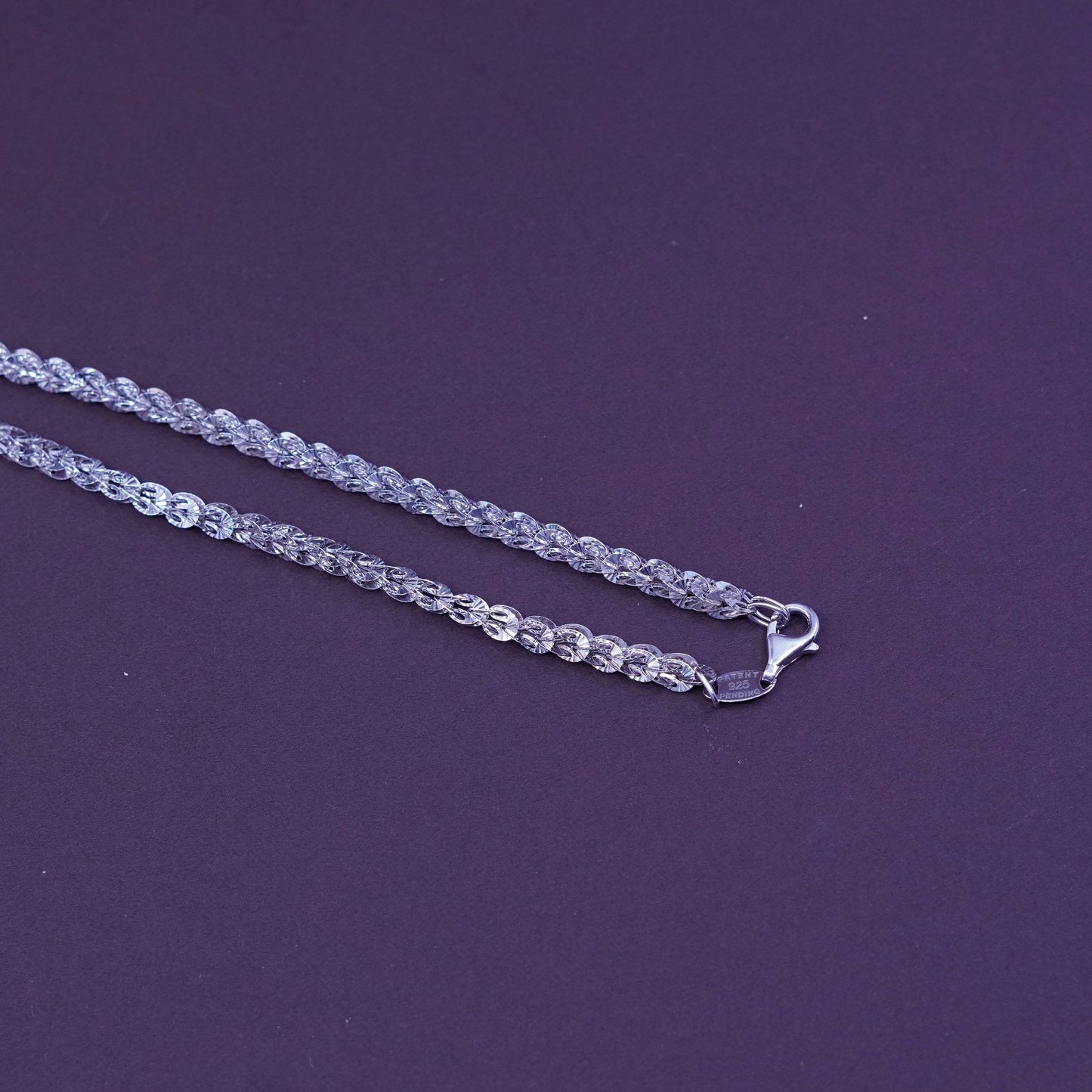 15”, 4mm, vintage Sterling silver chain, 925 unique link necklace