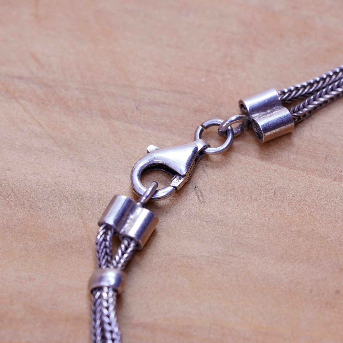 6.5”, Native American Sterling silver bracelet, 925 wheat chain turquoise