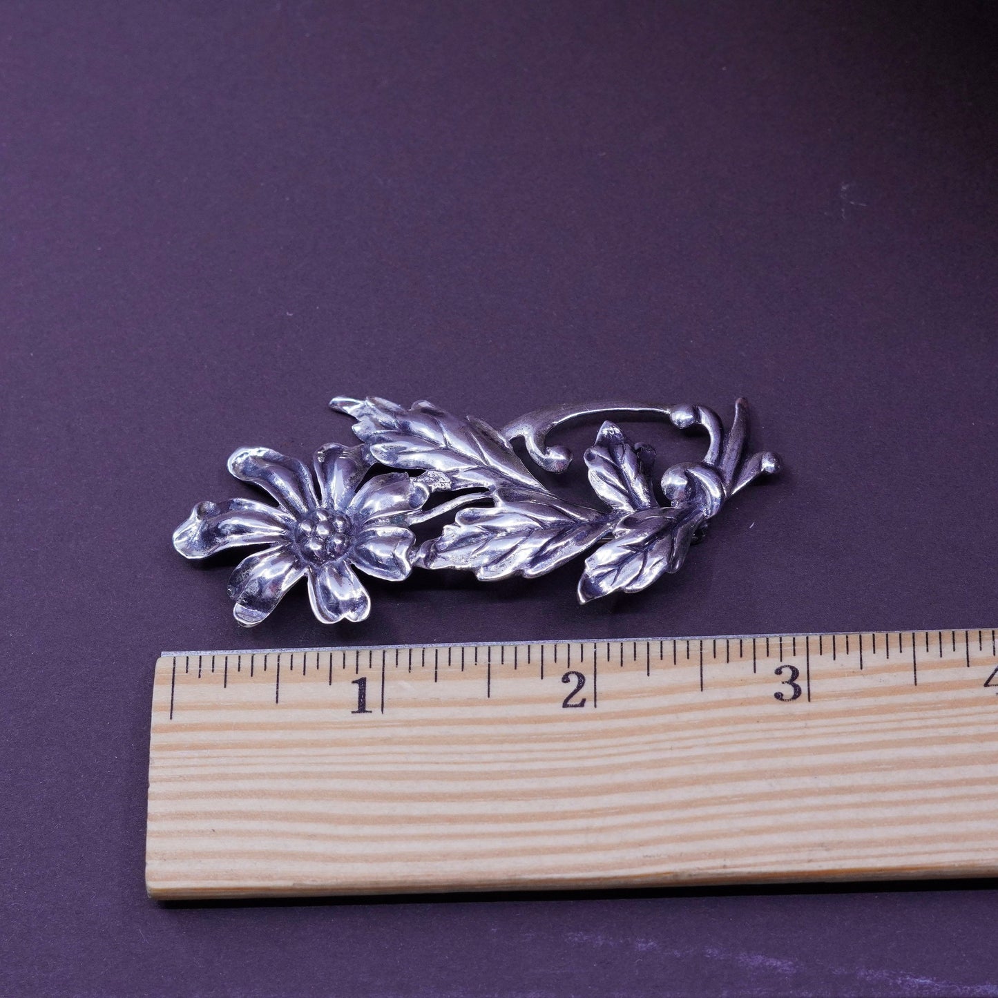 Vintage danecraft handmade sterling 925 silver flower brooch