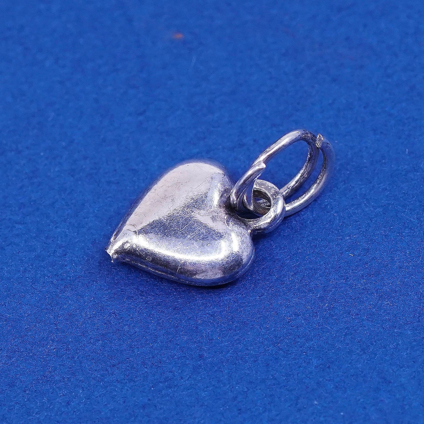 vtg sterling silver handmade pendant, 925 3D heart charm