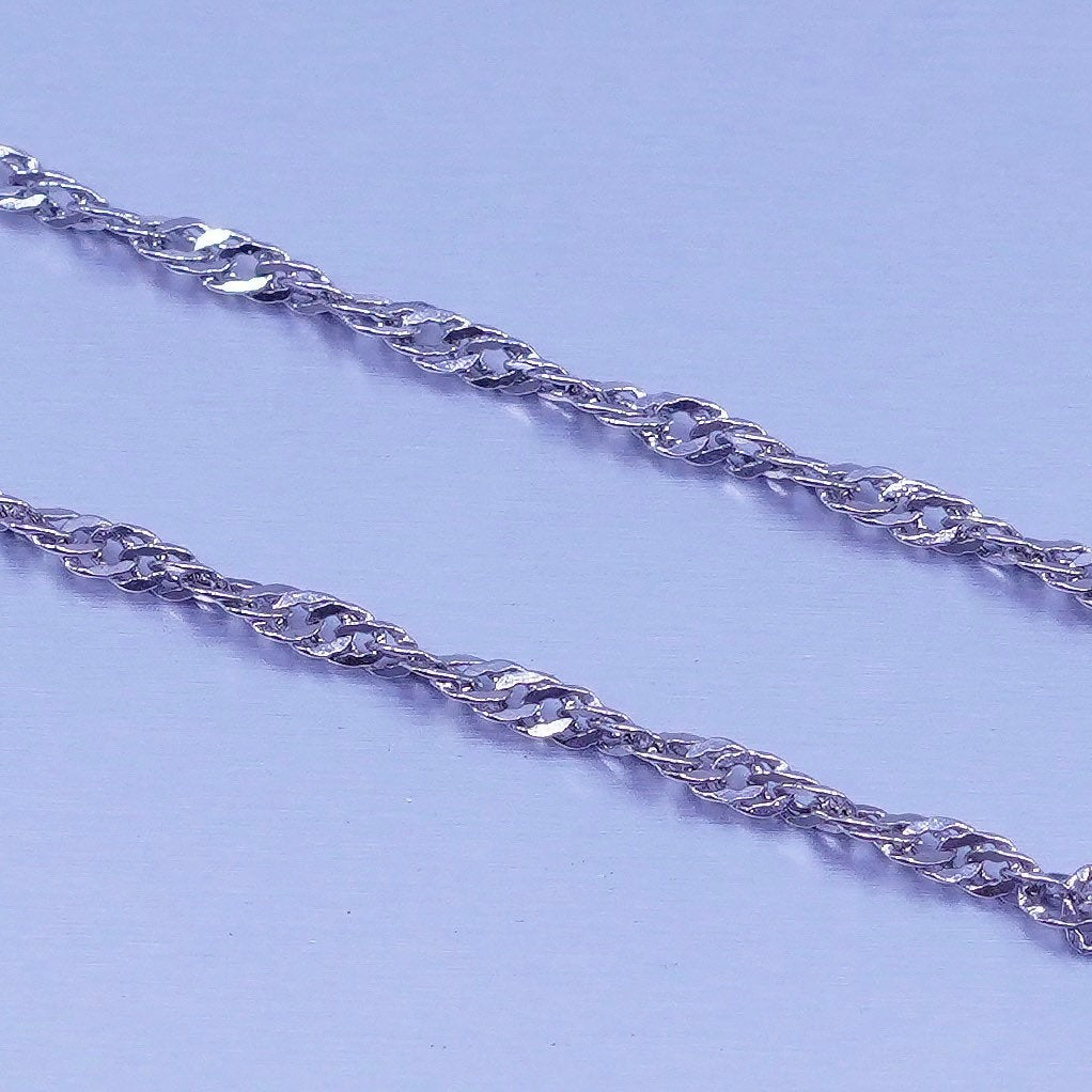 18+2” 2mm, vintage Italy Sterling 925 silver twisted curb chain necklace