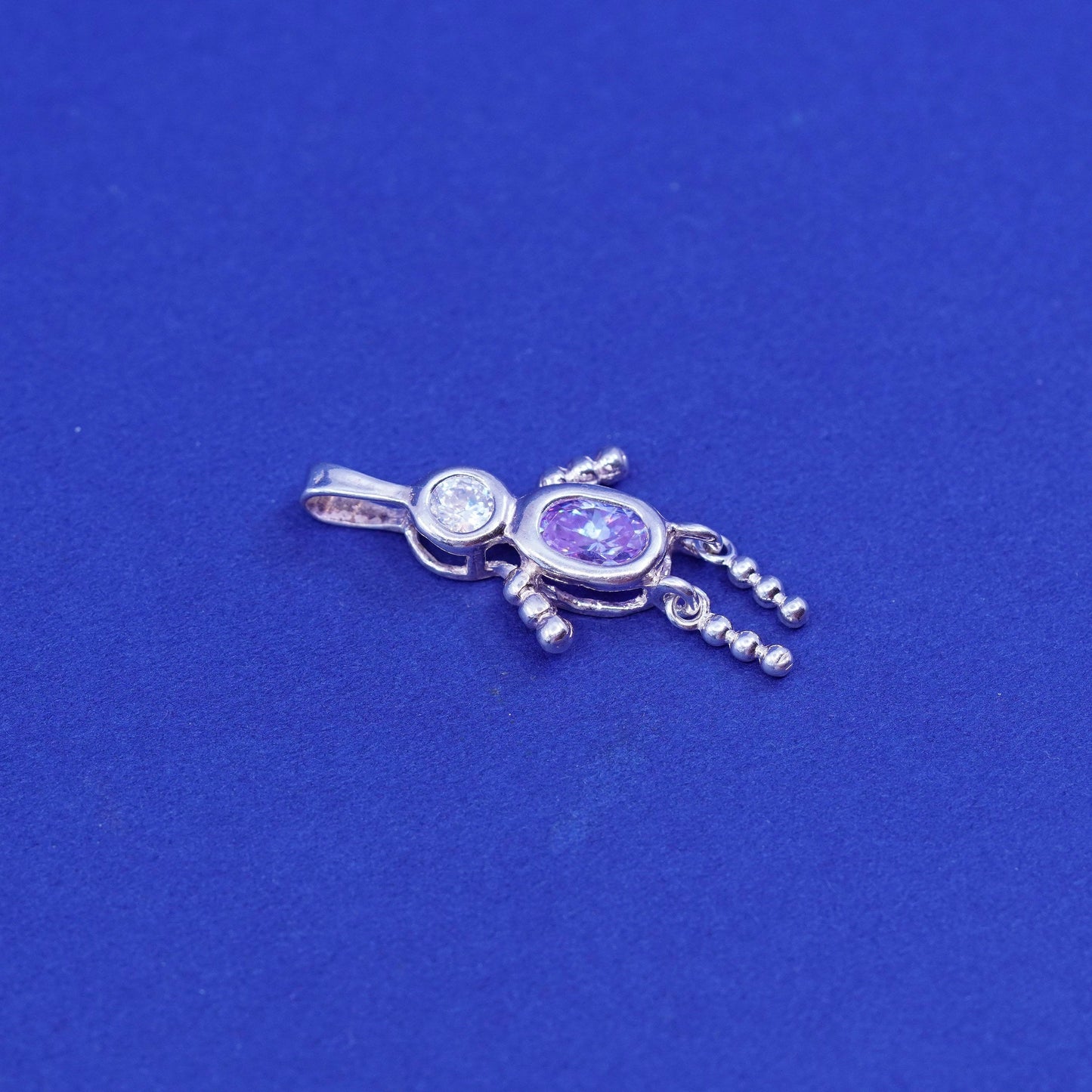 Sterling silver handmade birthstone pendant, 925 boy figure with amethyst