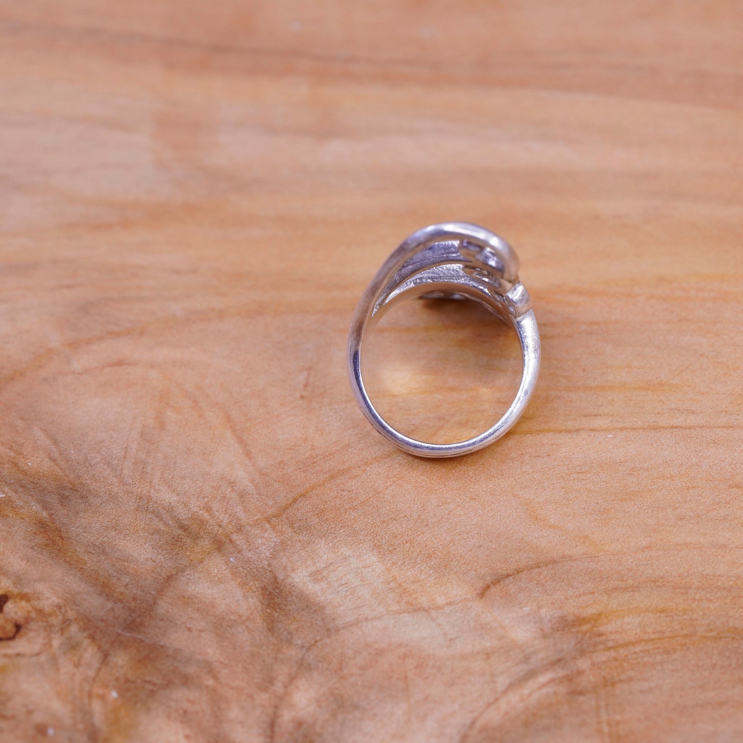 Size 5, vtg Sterling silver handmade ring, southwestern 925 filigree swirl band