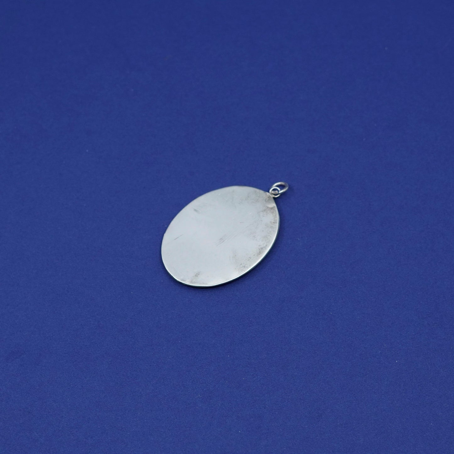 Vintage Sterling silver handmade pendant, 925 Oval mother of pearl charm