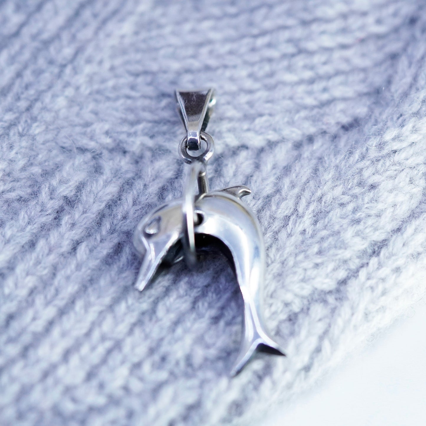 Vintage Sterling silver handmade 925 dolphin pendant