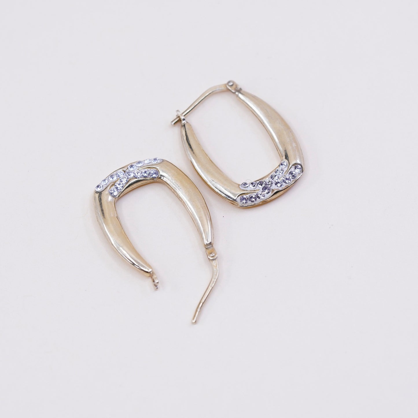 1”, Jordan vermeil gold over sterling silver loop earrings, 925 hoops with Cz