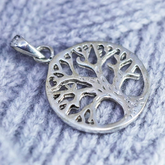 Vintage sterling 925 silver filigree tree pendant