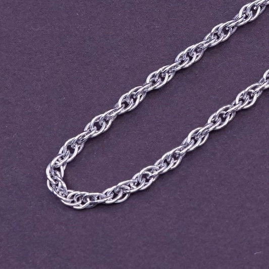 24”, 3mm, vintage Sterling silver necklace, Italy 925 Singapore link chain